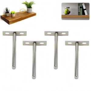 4 stuks - T-vormige onzichtbare houten plankdragers - Stevig - Onzichtbaar - Zwevende plankdragers - Lamellen plankdragers - Verborgen zwevende wandplank - Dragers - F vernikkeld - 7*1,5*12,5 cm