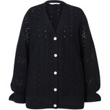 MIAMODA - Dames - Vest lange mouw met volant - Zwart - Maat 46+