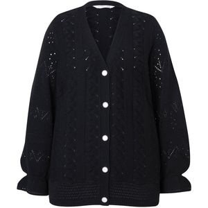 MIAMODA - Dames - Vest lange mouw met volant - Zwart - Maat 42+