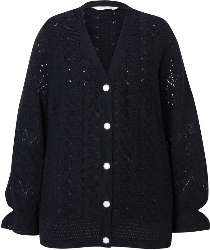 MIAMODA - Dames - Vest lange mouw met volant - Zwart - Maat 46+