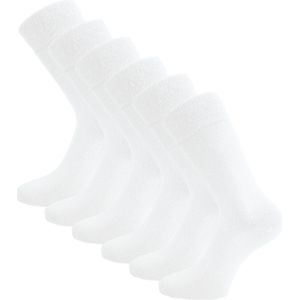 6 paar Katoenen Diabetessokken - Drukvrije boord - Naadloos - Dames/Heren - Wit - Maat 43-46