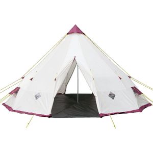 Skandika Tipi Kota 550 Tent – Tipi-tenten – 12 persoons campingtent – Verwijderbaar tentvloer – Muggengaas – 300 cm stahoogte – 550 cm diameter – Indische tent, Partytent, Festivaltent – Outdoor, Camping, Tuin – Kamperen - beige/burgundy