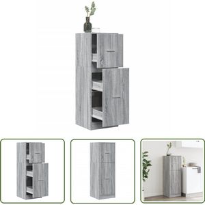 vidaXL Houten Kast - Apotheekkast - Apothekerskast 40x41x118 cm bewerkt hout grijs sonoma eiken - Opslagoplossing - Grijze Kast - Vintage Kast