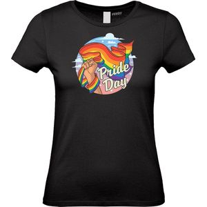 Dames T-shirt Pride Day | Gay pride shirt kleding | Regenboog kleuren | LGBTQ | Zwart dames | maat XS