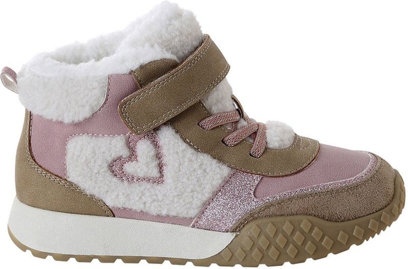 Gevoerde Hoge Baskets - Roze - Collectie voor de Kleuterschool - Met Elastische Veters en Klittenband