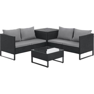 SVITA KANSAS rotan lounge - tuinmeubelset tuinbank polyrotan zwart