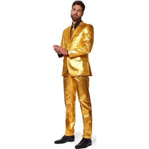OppoSuits Groovy Gold - Heren Carnaval Kostuum - Glimmend - Goud - Maat EU 52