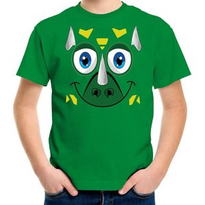 Bellatio Decorations dieren verkleed t-shirt voor jongens - dino gezicht - carnavalskleding - groen 116/134
