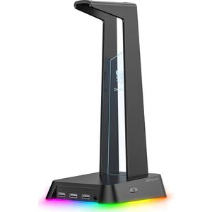 DrPhone ONIKUMA ST-2 - Hoofdtelefoonstandaard - 3 USB-Poorten, RGB-Verlichting en Audio-Interface - Koptelefoonstandaard - Organizer