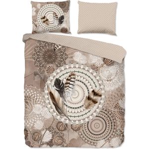HIP Collectie - Mandala - Flanel Dekbedovertrek - Taupe - Lits-jumeaux 240 x 200/220 cm