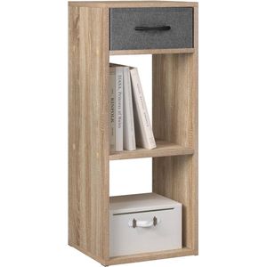 Rootz Kleine boekenkast met lade - Staande plank - Vitrinekast - Ruimtebesparend - 32,4 cm x 80 cm x 30 cm - E1 Hout - Gecategoriseerde opslag