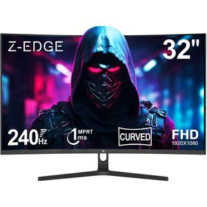 Z-EDGE UG32P Curved Gaming Monitor - FHD 1920x1080P - 32 Inch- 240Hz - MPRT 1ms - HDMI 2.0 & DisplayPort 1.4 - Zwart