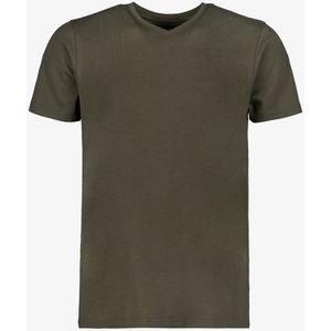 Unsigned heren T-shirt katoen V-hals groen - Maat S