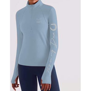 Comfortabel Paardrij Trainingsshirt met duimgaten – Maat L – Ruitersport Kleding – Dames - Blauw