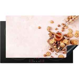 KitchenYeah® Inductie beschermer 89.6x51.6 cm - Koekjes - Honing - Noten - Keuken - Kookplaataccessoires - Afdekplaat voor kookplaat - Inductiebeschermer - Inductiemat - Inductieplaat mat