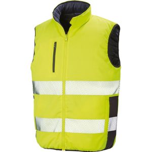 R332X - Reversible soft padded safety gilet Fluorescent Yellow/ navy Small