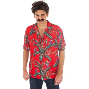 Toppers in concert - Chaks Hawaii shirt/blouse - tropische bloemen - rood - Verkleedkleren heren M