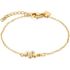Twice As Nice Armband in goudkleurig edelstaal, slang, kristallen 16 cm+3 cm
