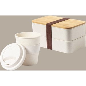 OneTrippel - Lunchbox met Koffiebeker - Broodtrommel - Koffiebeker To Go - Lunchbox volwassenen - Set van 2