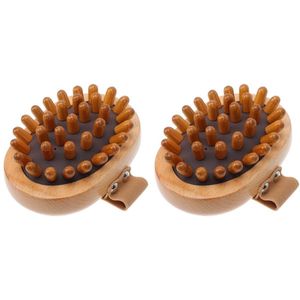 Cellulitis massageborstel - 2 stuks - Houten bodyroller voor nek en benen - Vermindert cellulitis en verbetert de huidtextuur - Huidborstel - Exfoliërende huidborstel