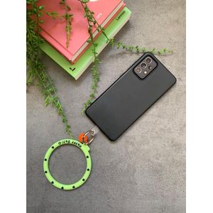 Telefoonkoord Pols Groen - Hartjes Zwart - Universeel Polsbandje Telefoon - Telefoonarmband - Armband - Phone Cord Wrist - Telefoonkoord - Telefoonketting