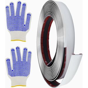Zelfklevende sierlijsten - 5 m x 25 mm - chroom - zilverkleurig roestvrij staal - waterdicht - muur deur plafond meubels auto .