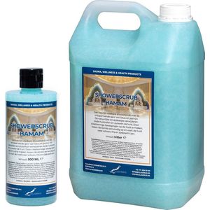 Showerscrub Hamam 500 ml + 5 liter - verfrissende scrubgel - exfoliërende bodyscrub - voordeelverpakking - navulling