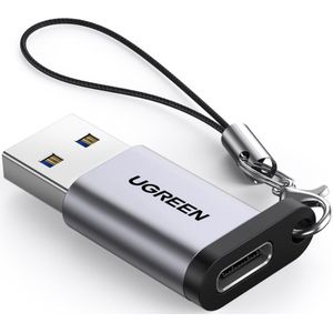 Ugreen USB 3.0 A Adapter naar USB-C Adapter (female) met Sleutelkoord Space Gray aluminium - OTG ondersteuning - 5Gbps - 3A