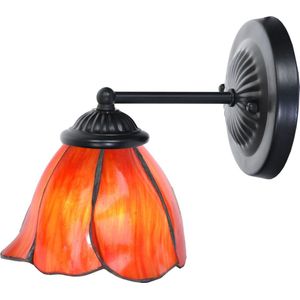 Art Deco Trade - Tiffany wandlamp zwart met Tender Poppy