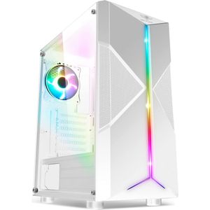 RGB Gaming PC Behuizing - ATX/mATX/ITX Compatibel met Gehard Glazen Zijkant en 2 Ventilatoren