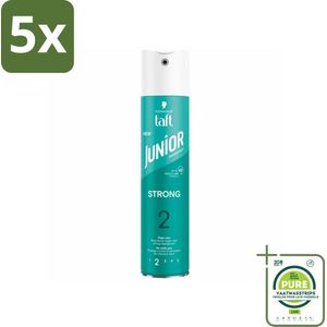 5 x Taft - Strong 2 - Junior Haarspray - Milde maar sterke fixatie - 250 ml - Grootverpakking - Haarspray - Sterke Fixatie - Milde Haarspray - Vegan Haarspray - Haarspray Voor Kinderen