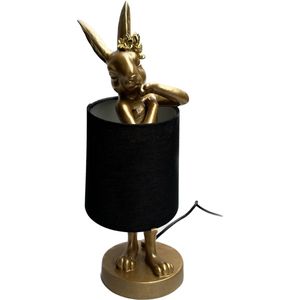 Tafellamp - dierenlamp - konijn goud - met kap