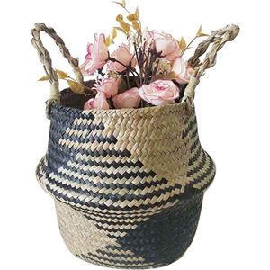 Handgemaakte zeegras mand van natuurlijk zeegras met handvat - ideaal als buikmand of plantenbak - Goodchanceuk Wicker Storage Basket (2-5)