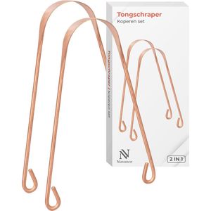 Nuvance Tongschraper Koper - 2 in 1 Set - voor Mondverzorging - Tongreiniger - Tong Schraper - Tongue Scraper