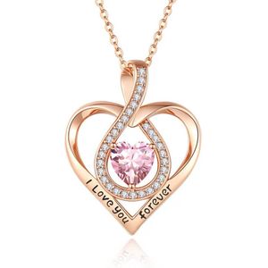 I love you forever ketting met roze Swarovski® hartje - 45 cm - Valentijnsdag - Moederdag Cadeau - Geschenkset Vrouwen - Cadeau voor Vrouw - Verjaardagscadeau - Cadeau - Geschenk voor haar - Kerst Cadeau - Juwelia