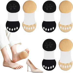 6 paar Honingraat Voorvoet Pads Teen Sokken Vrouwen Ballet Voet Kussen-Zwart Beige