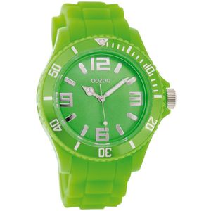 OOZOO Timepieces - Fluo groene horloge met fluo groene rubber band - C4661