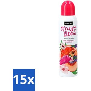 Sence - Floral & Grapefruit - Deodorant - Fris & Fruitig - 150 ml - Bulkverpakking - 15 stuks