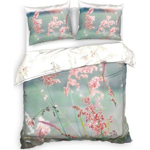 Heckettlane Dekbedovertrek Gabriella - Bedlinnen met Natuur print - 240x220 - Grijs - Dekbedhoes van Bamboe & Satijn