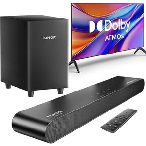 Bluetooth soundbar met Dolby Atmos en subwoofer – 5.3 soundbar voor tv en pc, thuisbioscoop geluidssysteem met 3 EQ-modi