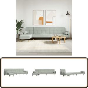 vidaXL L-vormige Slaapbank 271x140x70 cm Grijs Slaapbank - Hoekbank - Lounge Sofa - Tweepersoons Bank - Driezits Bank