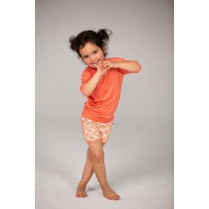 Ducksday - UV-Zwemshirt voor kinderen - UV-werend UPF50+ - Rashguard met Korte mouwen - unisex - Koraalrood effen - maat 8 jaar