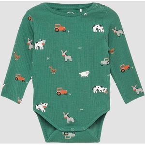Rompertje - Zacht - Geribd - Met All-over Dierenprint - Lange Mouwen