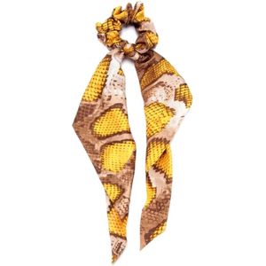 Scrunchie vlinderstrikje geel Print-Haar accessoire Scrunchie strikje -  2 delig haarelastiekje met een sjaaltjes- Leuke Scrunchie met strik voor zomer- Meisje haarelastiekje met lint- paardenstaart sjaal