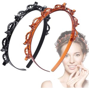 2 stuks Liu Hairstyle Hair Clip Band - Professionele geweven Liu Hairstyle Clip - Getanden Hoofdband Hair Tool - Dames Meisjes Fashion Hair Accessories (zwart en bruin)