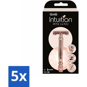 5 x Wilkinson Sword - Scheermes - Intuition Rose Gold - Luxe - 10 mesjes - Scheermes - Veiligheidsscheermes - Rose Gold - Intuïtie - Luxe Scheermes