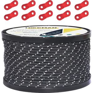 50M Reflecterend Nylon Tent Gids Touw met Aluminium Spanners – Sterk en Duurzaam voor Buitensport