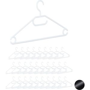 relaxdays kledinghangers kunststof - klerenhanger set breed - kleerhangers draaibare haak Wit, Pak van 30