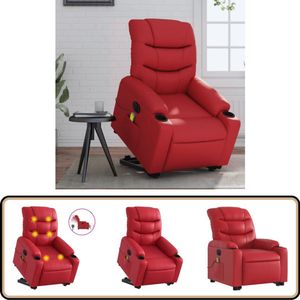 vidaXL Sta-op-massagestoel - Elektrisch - Kunstleer - Rood Elektrische Massagestoel - Sta-opstoel - Fauteuil - Massagerugsteun - Ergonomische Stoel