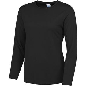 Awdis Gewoon Cool Womens/Ladies Girlie T-Shirt met lange mouwen (Jet Zwart)
